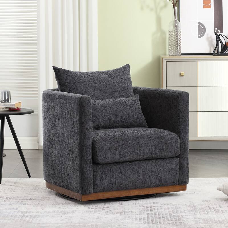 360 Degree Swivel Barrel Chair - Chenille Accent Sofa Chair for Living Room