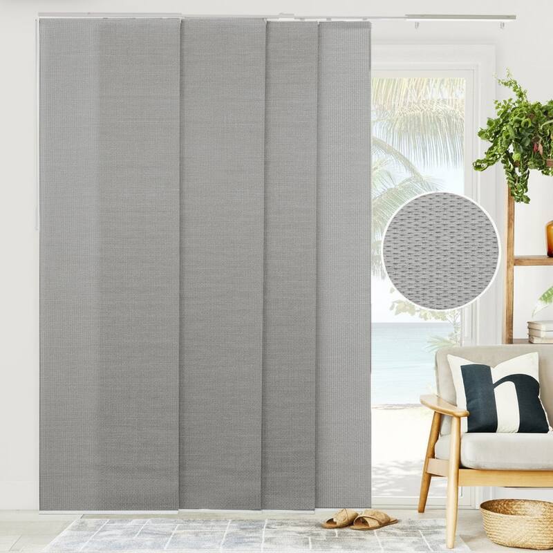 CHICOLOGY Adjustable Sliding Panels, 4-Rail Track, Light Filtering - Up to 86"W X 96"H - Woven Gray