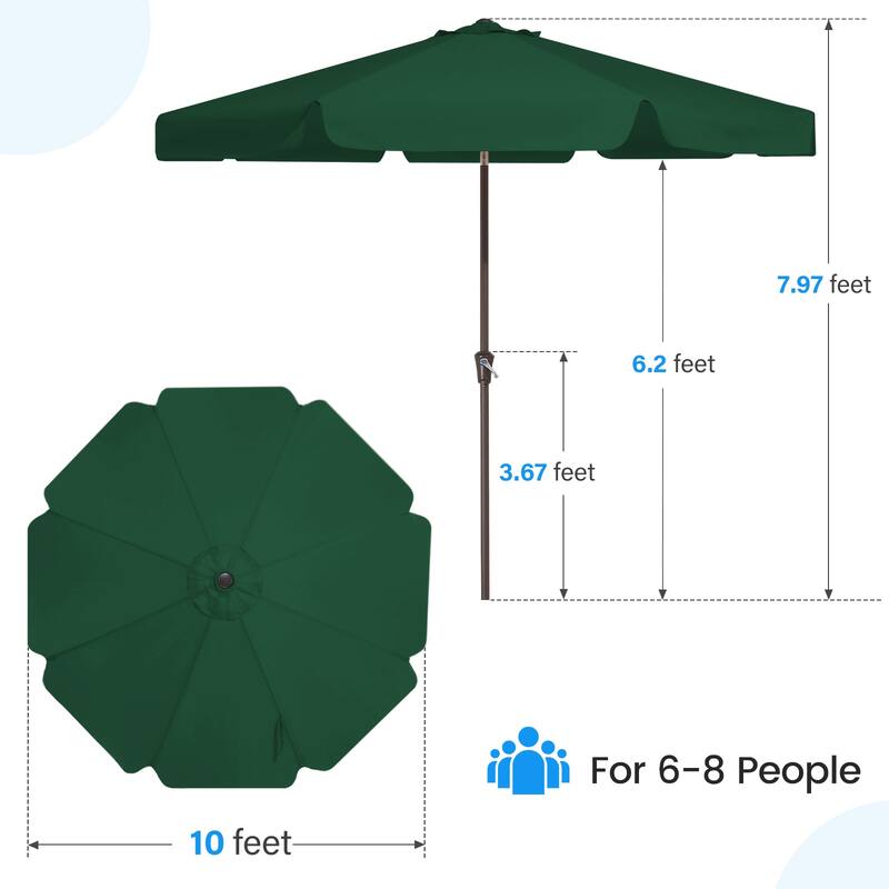 10ft Patio Market Umbrella with UV-Resistant and Sagging Edge Designed