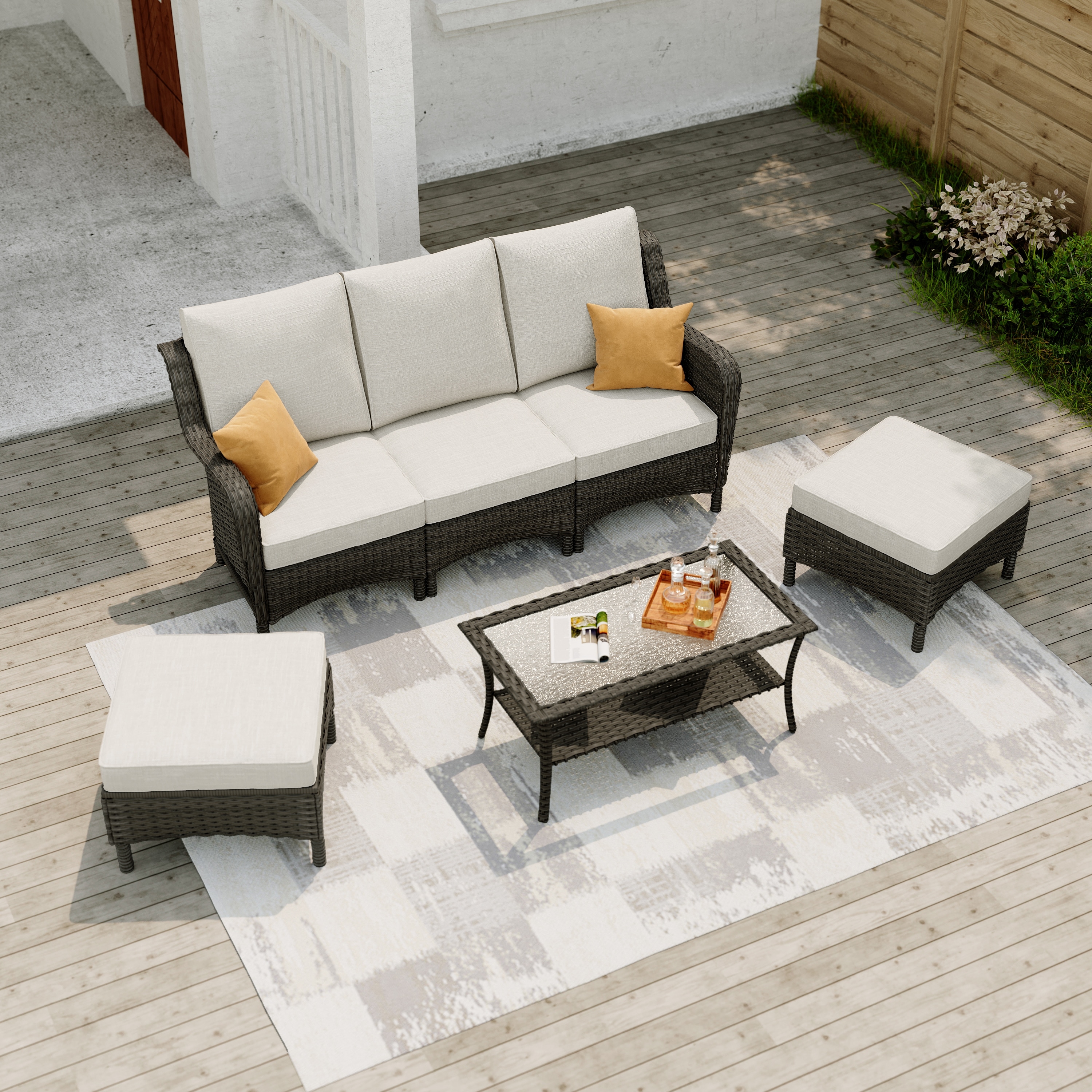 Outdoor Rattan Patio Furniture Set Conversation Set
