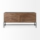 preview thumbnail 28 of 47, Arelius Light Brown w/ Black Metal Base 4 Door Glass Cabinet Sideboard - 70.0L x 18.0W x 32.0H