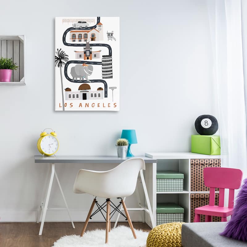 Stupell Los Angeles Whimsical Travel City Canvas Wall Art Design By Carla Daly