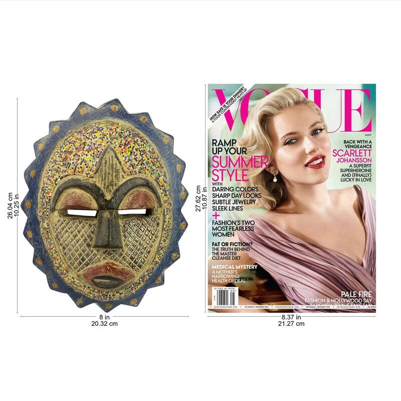 Handmade Speckled Sun Beaded Wood Mask (Ghana)