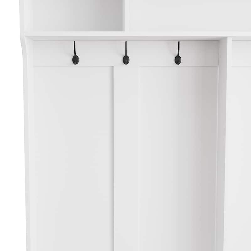 Hall Tree with Storage Space and 24 Shoe Cubbies