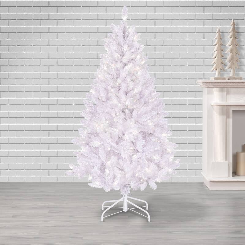 Stunning 5 Foot LED Color Changing White Parkview Pine Christmas Tree