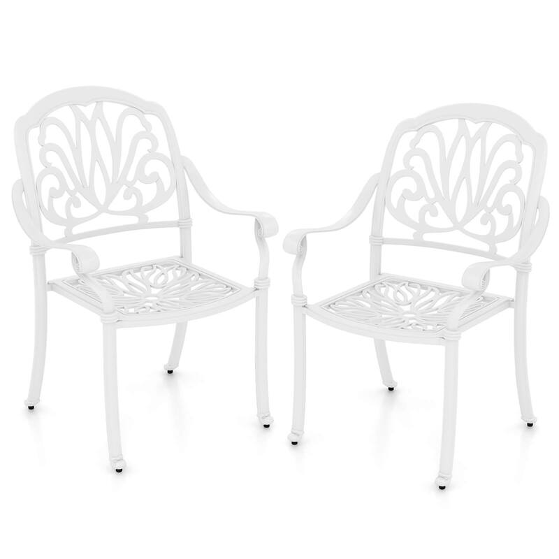 2/4-Pack Stackable Aluminum Patio Chairs w/ Armrests - 2pcs