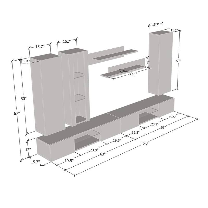 Fly EF4 33TV Wall Mounted Floating Modern Entertainment Center