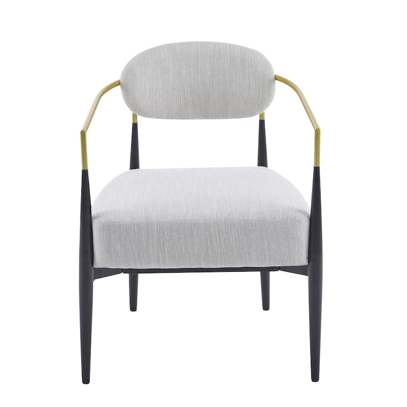 Christopher Knight Home - Amelia Mid-Century Modern Upholstered Accent Armchair with Sturdy Tapered Legs - Beige+Black+Gold - Set of 2