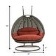 preview thumbnail 130 of 128, LeisureMod Modern 2-Person Egg Hanging Swing Chair with Beige Wicker, Oxford Fabric Cover, Patio Hammock Lounger and Cushions
