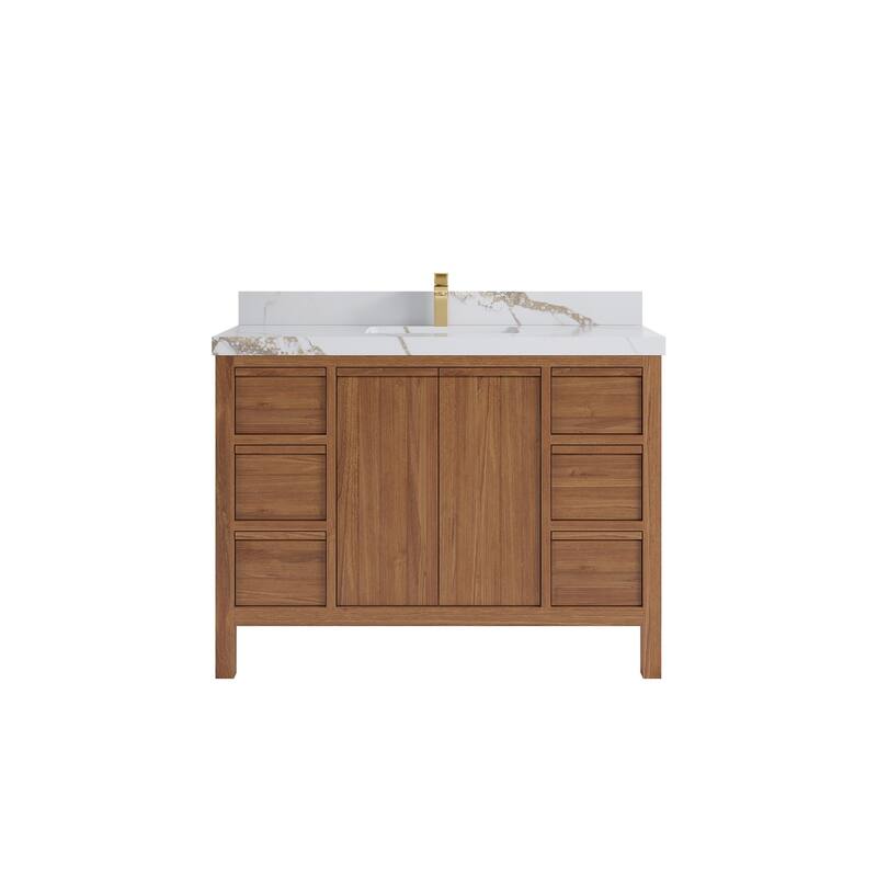 Willow Collections 48 in. W x 22 in. D Elizabeth Solid Teak Single Sink Bathroom Vanity with Countertop