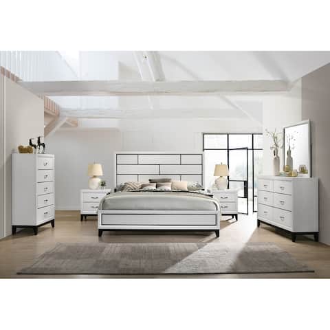 Roundhill Furniture Stout White Panel Bedroom Set