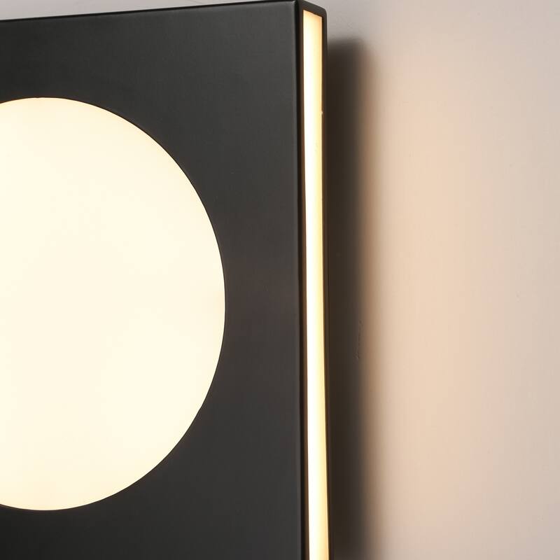 12-in Minimalist Matte Black Rectangle LED Wall Sconce/Flush Mount Ceiling light with Milky White Arcylic Diffuse