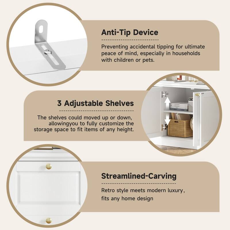 Mid-Century Modern Wall Unit Entertainment Center With Bookshelf For Tvs Up To 70", 94.8" TV Stand With Adjustable Shelf