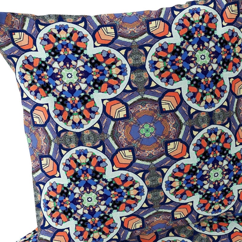 HomeRoots Set of Two 16" X 16" Gray and Orange Blown Seam Floral Indoor Outdoor Throw Pillow - 16.00' X '16.00' X '5.00