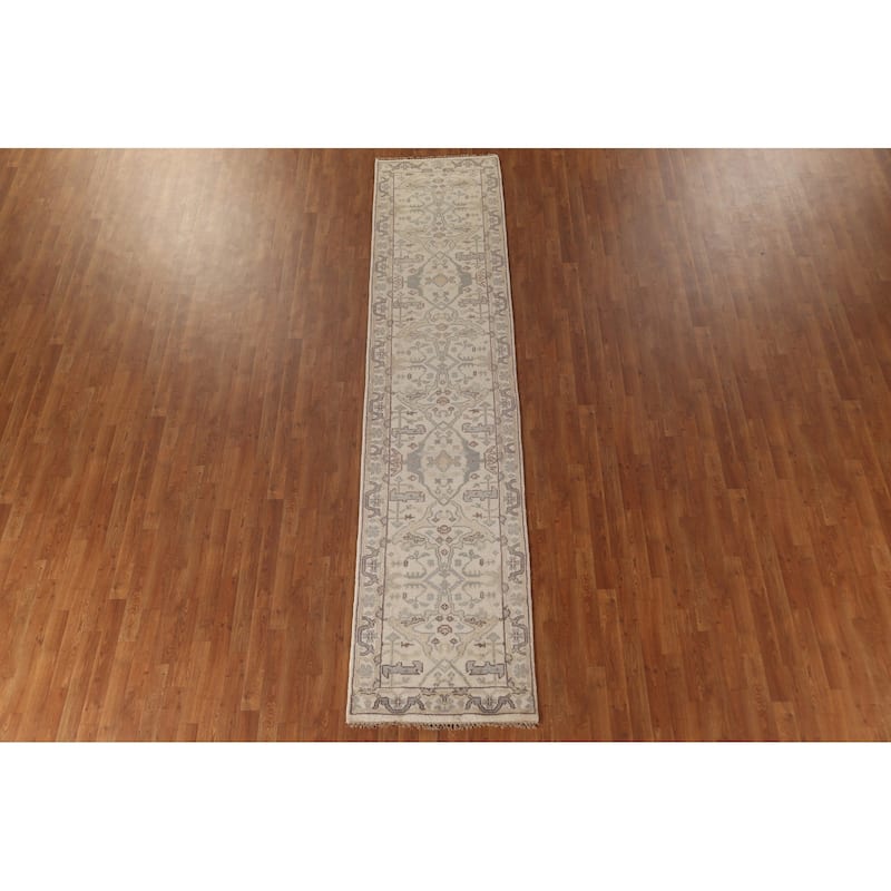 Oushak Oriental Runner Rug Handmade Wool Carpet - 2'7"x 11'6"