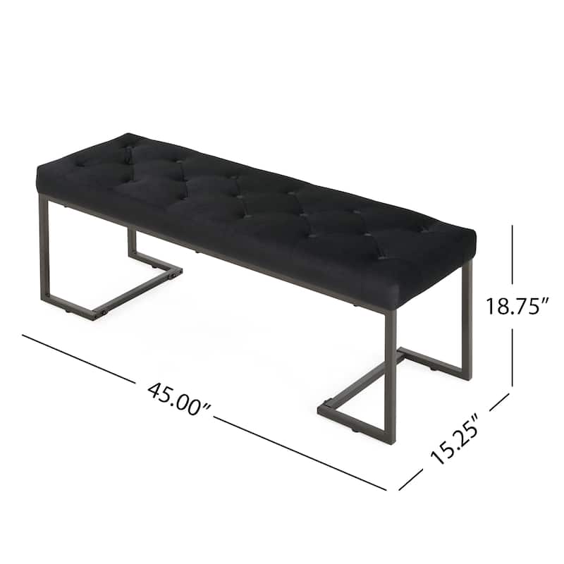 Roomfitters Upholstered Button Tufted Bench with Metal Frame, Entryway or Bedroom Accent Seat