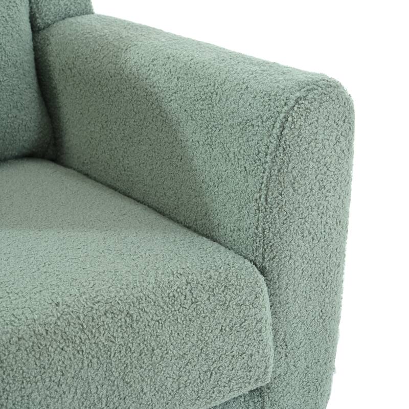 Teddy Fabric Accent Chair with Wooden Legs and Mid-Century Lounge Chair (275lb Capacity)