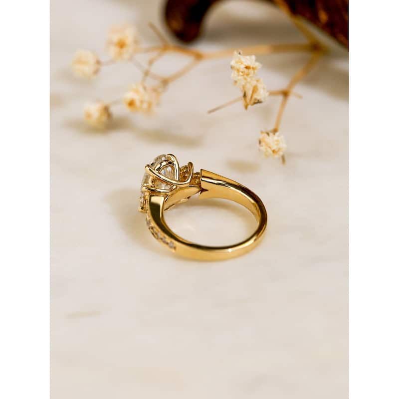 Kobelli 2.45 Carat Lab Grown Diamond Certified 14k Solid Gold Oval & Side Cluster Interlaken Engagement Ring (EF/VS)