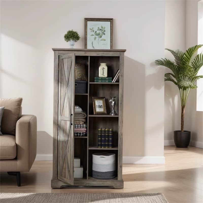 Tall Storage Cabinet Barn Door Storage,Farmhouse Pantry Cupboard