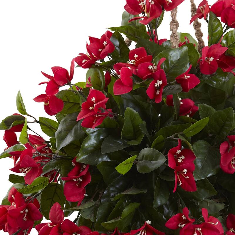 28" Artificial Bougainvillea Plant with Hanging Basket