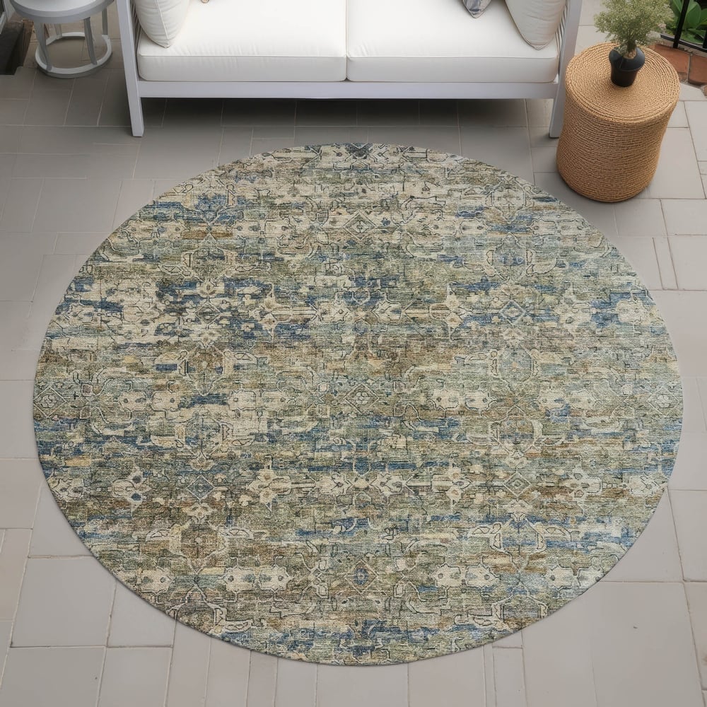 Machine Washable Indoor/ Outdoor Traditional Harmony Chantille Rug