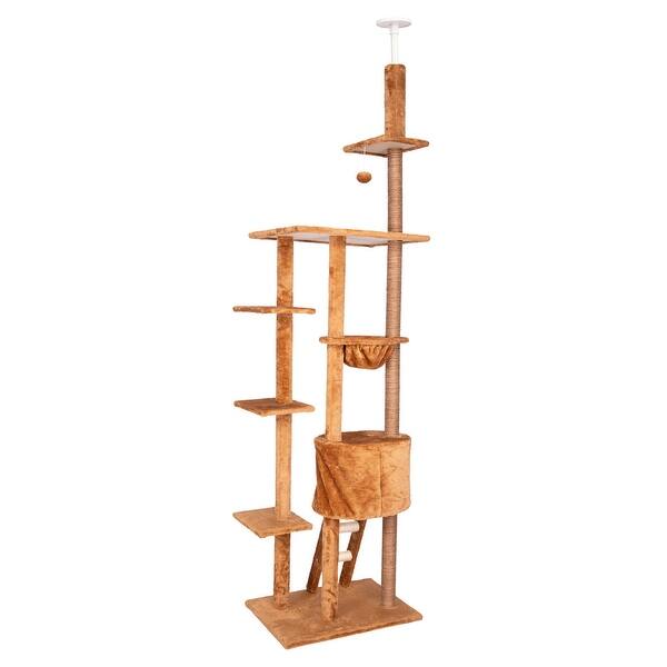 Shop Kinpaw 98 Large Cat Tree Multi Level Cat Tree Tower Condo W Scratching Posts Kitten Play House Furniture On Sale Overstock 30837394 Brown1