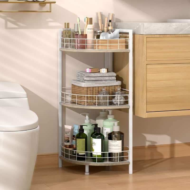 Bathroom Standing Shelf - 11.89"D x 11.89"W x 34.12"H
