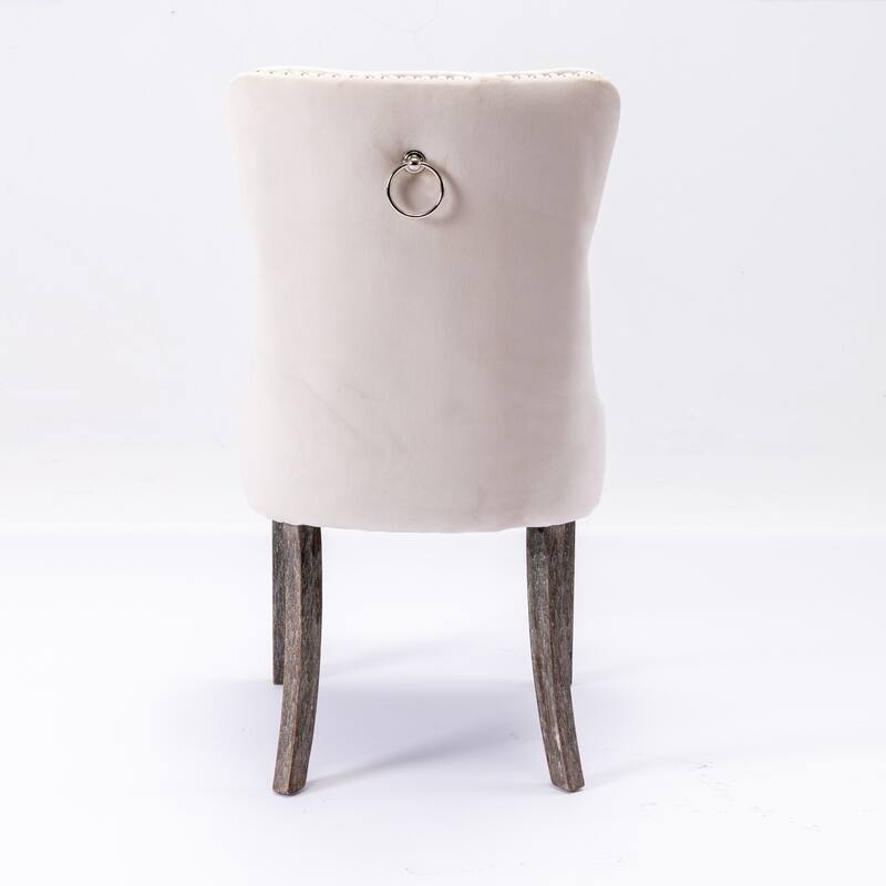 Tufted Solid Wood Velvet Dining Chair,2-Pcs Set