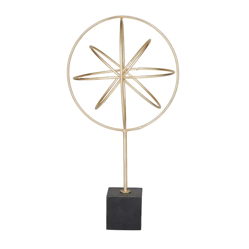 CosmoLiving by Cosmopolitan Gold Marble Contemporary Sculpture - 9"L x 9"W x 18"H