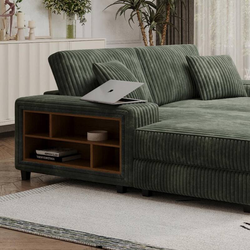 79.5" Modern Corduroy Convertible Sectional Sofa Sleeper Sofa Chair for Living Room
