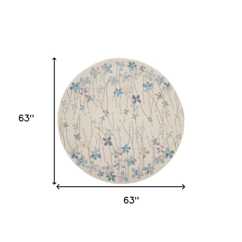 HomeRootsFloral Contemporary Round Area Rug - 63' X '63' X '0.5