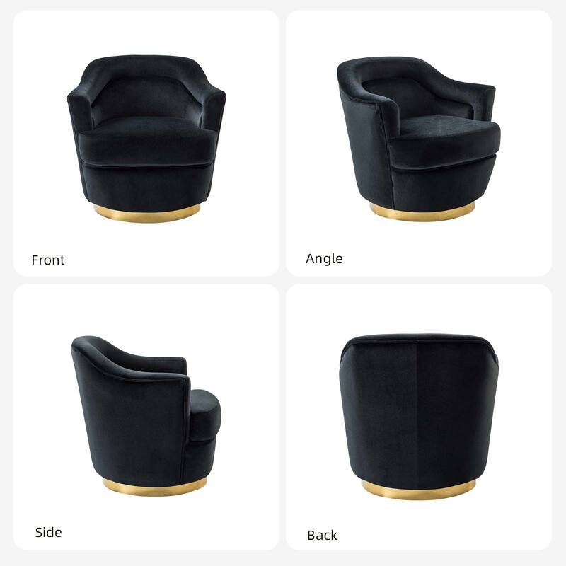 Kanstantin Modern Upholstered Swivel Barrel Chair with Golden Base Set Of 2 by HULALA HOME