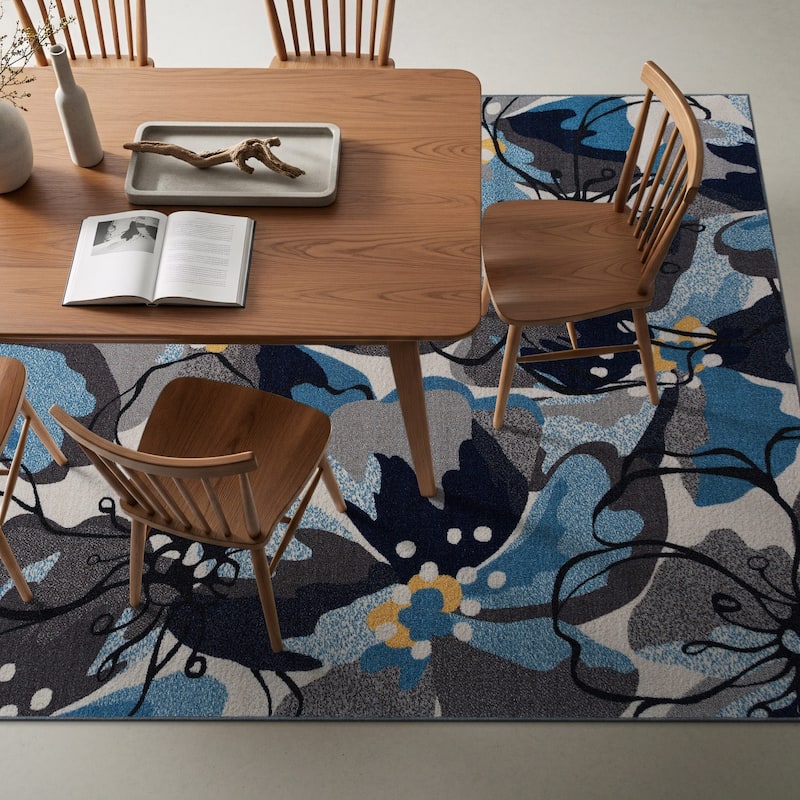 World Rug Gallery Modern Floral Non-Slip Area Rug