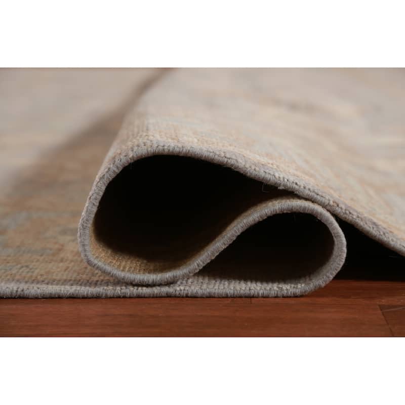 Hand Knotted Oriental 100% Wool Carpet Transitional All-Over Greys & Charcoal Oushak Area Rug - 14' 0'' X 10' 1''