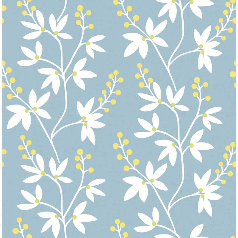 A-Street Prints Linnea Elsa Light Blue Botanical Trail Wallpaper
