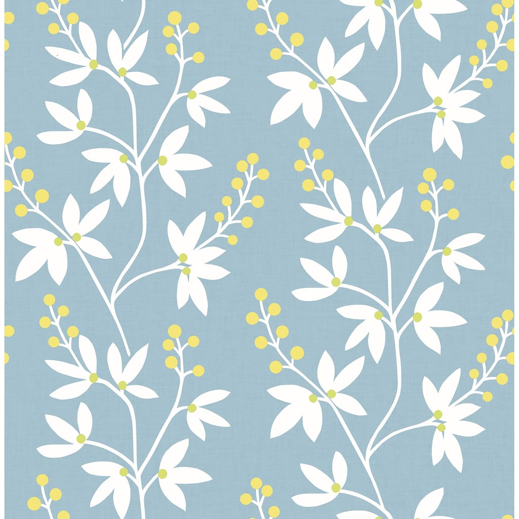 A-Street Prints Linnea Elsa Light Blue Botanical Trail Wallpaper