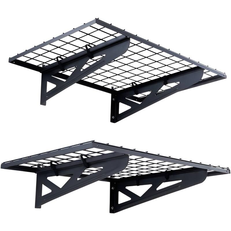 Wall Mounted Garage Shelves 2 Pack Heavy Duty Storage Rack