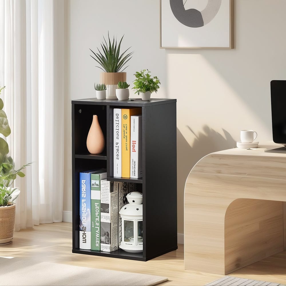 VECELO Three Open Cube Modern Irregular Shape Small Bookshelf Multi-Purpose Waterproof Storage Cabinet for Bedroom Living Room