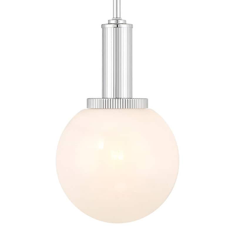 Bellevue SHP87670 8" Wide Mini Pendant with Strié Glass Shade - Chrome