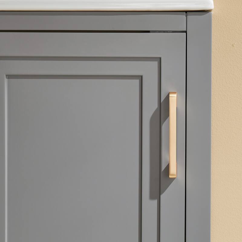 18" Fully Assembled Freestanding Bathroom Vanity with Top, Solid Wood Cabinet & Soft-Close Door and Drawer Design