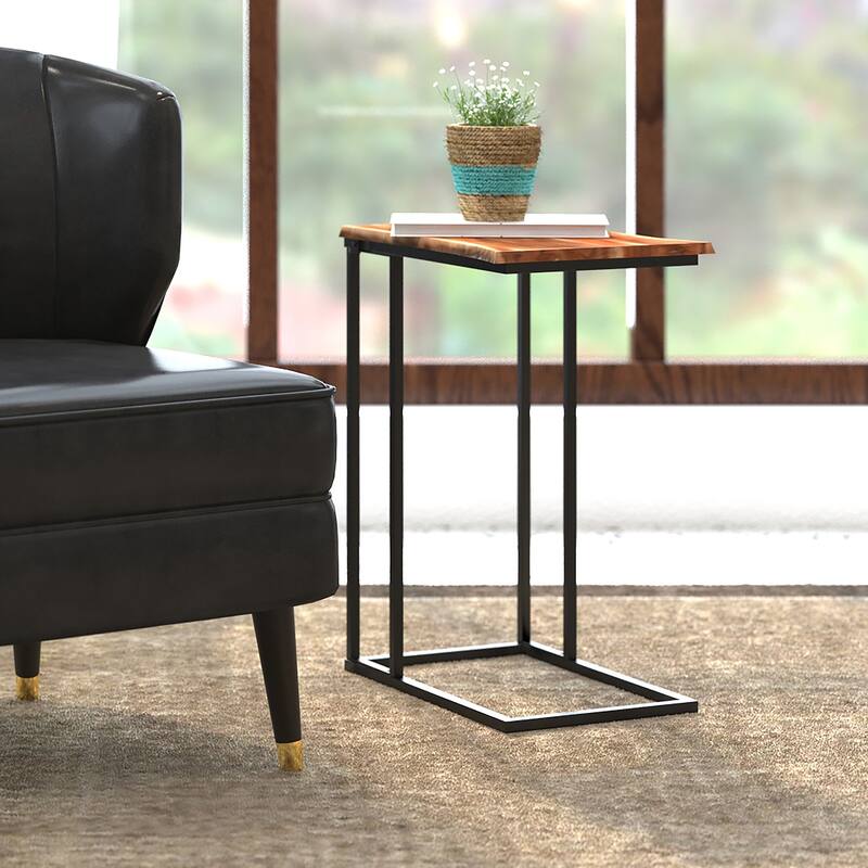Rustic C-Frame Accent Table - 22" - Natural Brown and Black