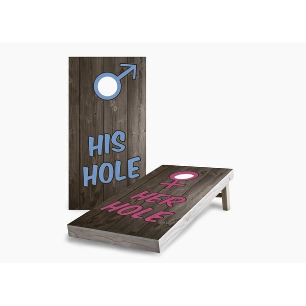 slide 2 of 7, Her Hole His Hole Cornhole Game (Choose Wraps or Boards) 2x4 Boards (24" x 48") - Include ALL Accessories