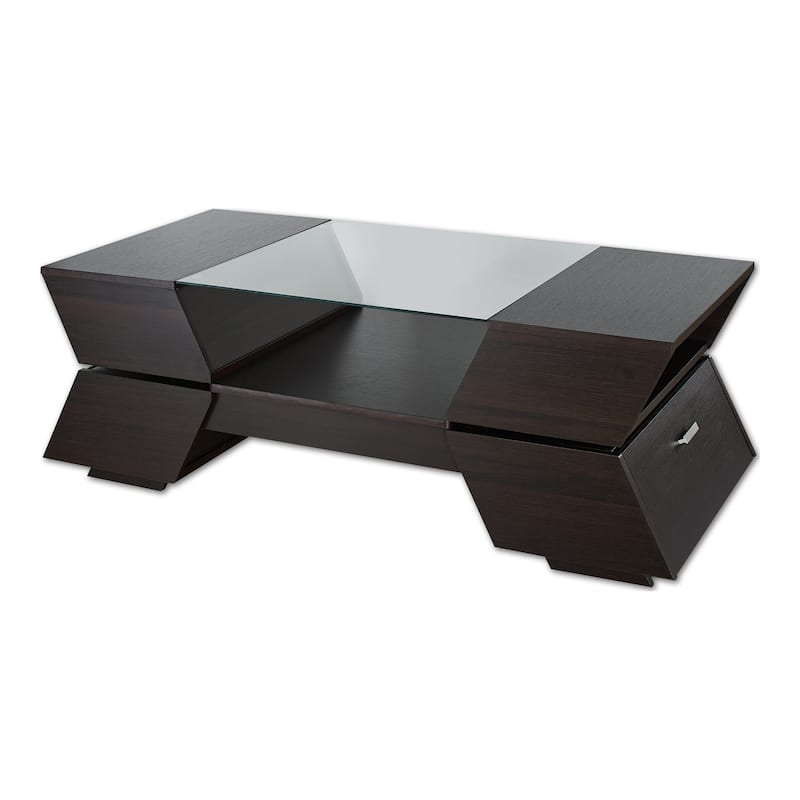 Anjin Enzo Contemporary 47-inch Glass Top Insert Two-tone 1-Shelf Coffee Table by Furniture of America