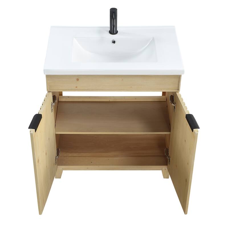 Palos Single Bath Vanity with Ceramic Basin Top and Mirror