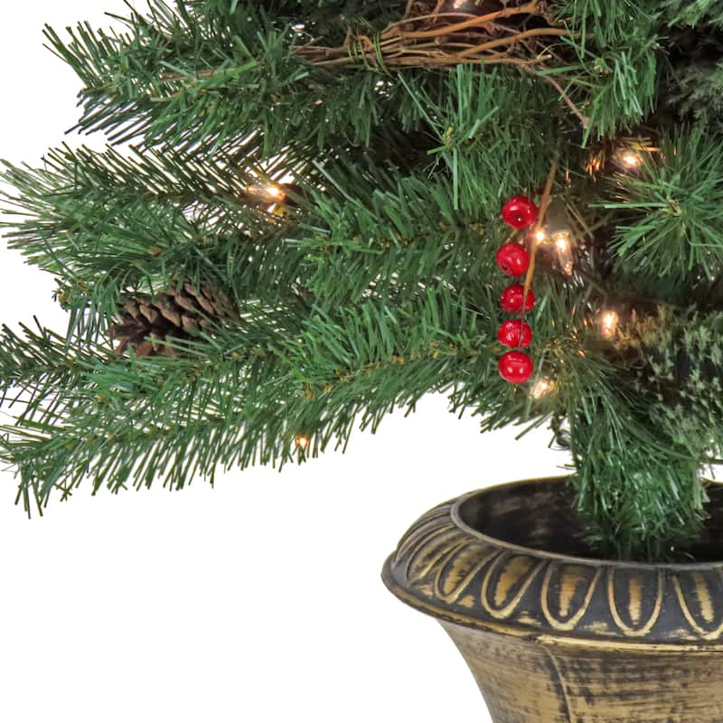 National Tree Company 4 ft. Glistening Pine Entrance Tree with Clear Lights - 4 Foot