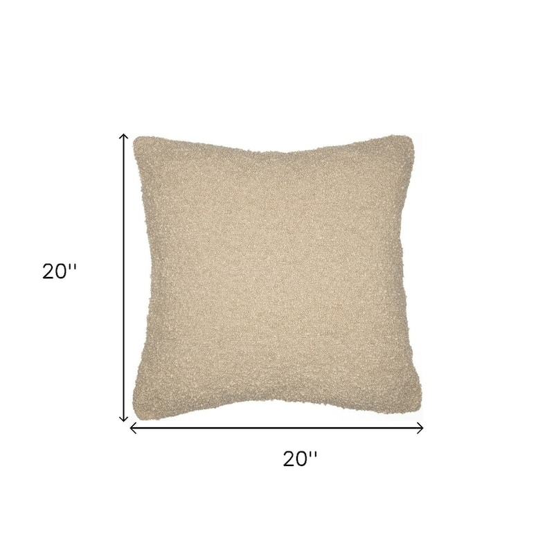 HomeRoots 20" Beige Throw Pillow With Shag