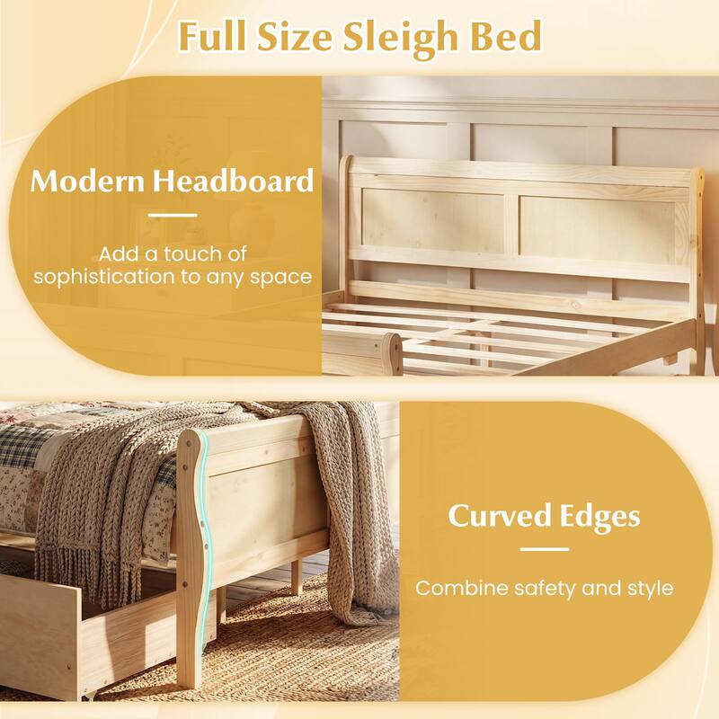 Costway Twin Size Bed Frame with 2 Storage Drawers Wood Platform Bed