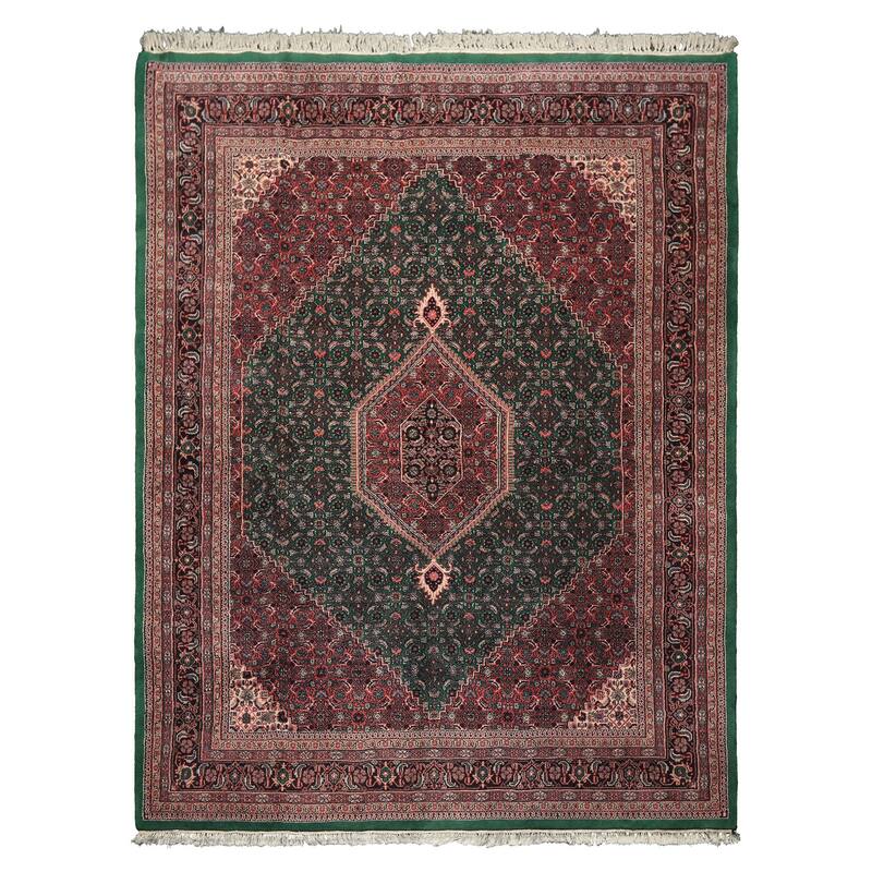 7'11''x10'10'' Hand Knotted Wool Emerald Taabriz Medallion Plush Pile Area Rug - 7' 11'' x 10' 10''
