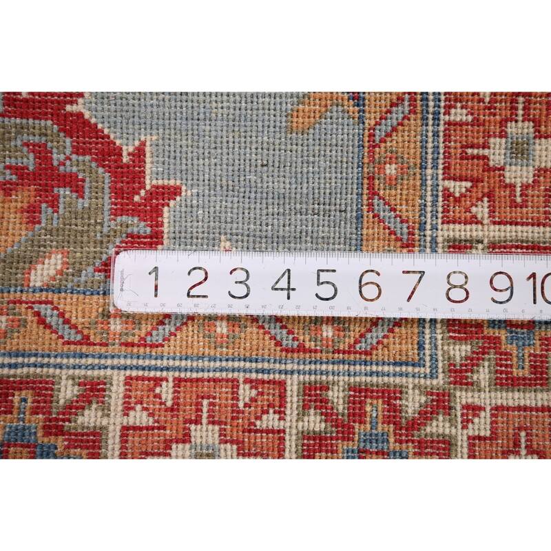 Kazak Accent Rug Hand-Knotted Geometric Wool Carpet - 3'4" x 4'11"