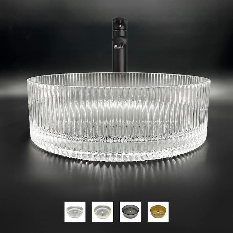 Cowrie Tempered Glass Circular Vessel Bathroom Sink